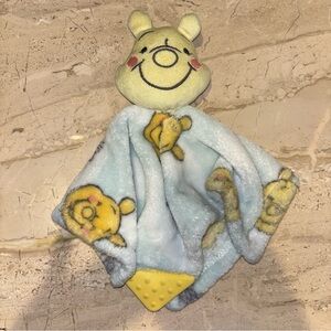 Disney Baby Yellow Winnie The Pooh Plush Lovey Security Blanket Teether